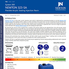 Newton 323-SA Injection Resin - a flexible acrylic injection resin with a controllable reaction time and low viscosity.